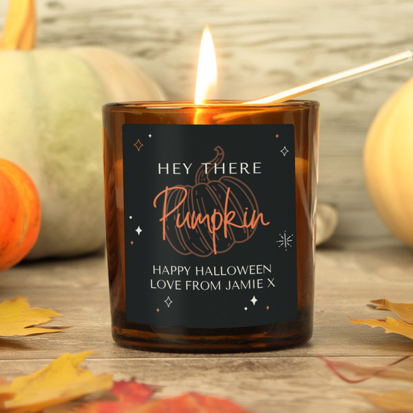 Our personalised amber glass vanilla scented candle jar is the perfect gift for autumn!

Crafted with elegance and durability in mind, this candle jar is not just a gift but a cherished keepsake.
The label can be personalised with a special message, over 4 lines as below

Line 1 - 20 characters
Line 2 - 15 characters
Line 3 - 20 characters
Line 4 - 20 characters

Please note, line 2 is case sensitive and will appear as entered, please refrain from using fixed upper case as this will make the script font difficult to read.
The rest of the personalisation will appear in fixed uppercase.

Once the candle inside has been enjoyed, this versatile jar transforms into a beautiful tealight holder, adding a warm and inviting ambiance to any space.

It's a gift that keeps on giving.

Dimensions - 8cm tall 6.5cm depth.
30 hours burn time.

Perfect for Halloween