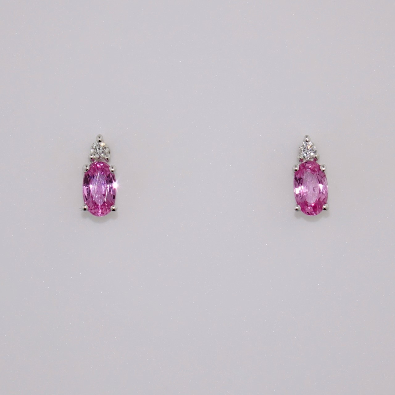 Pink Sapphire  Diamond Earrings