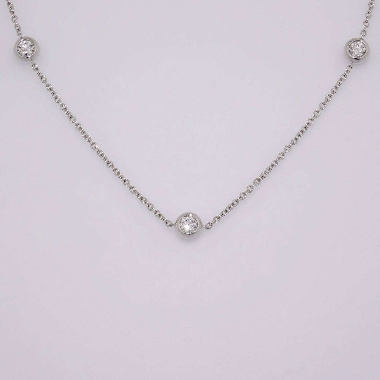 Diamond station necklace sales white gold