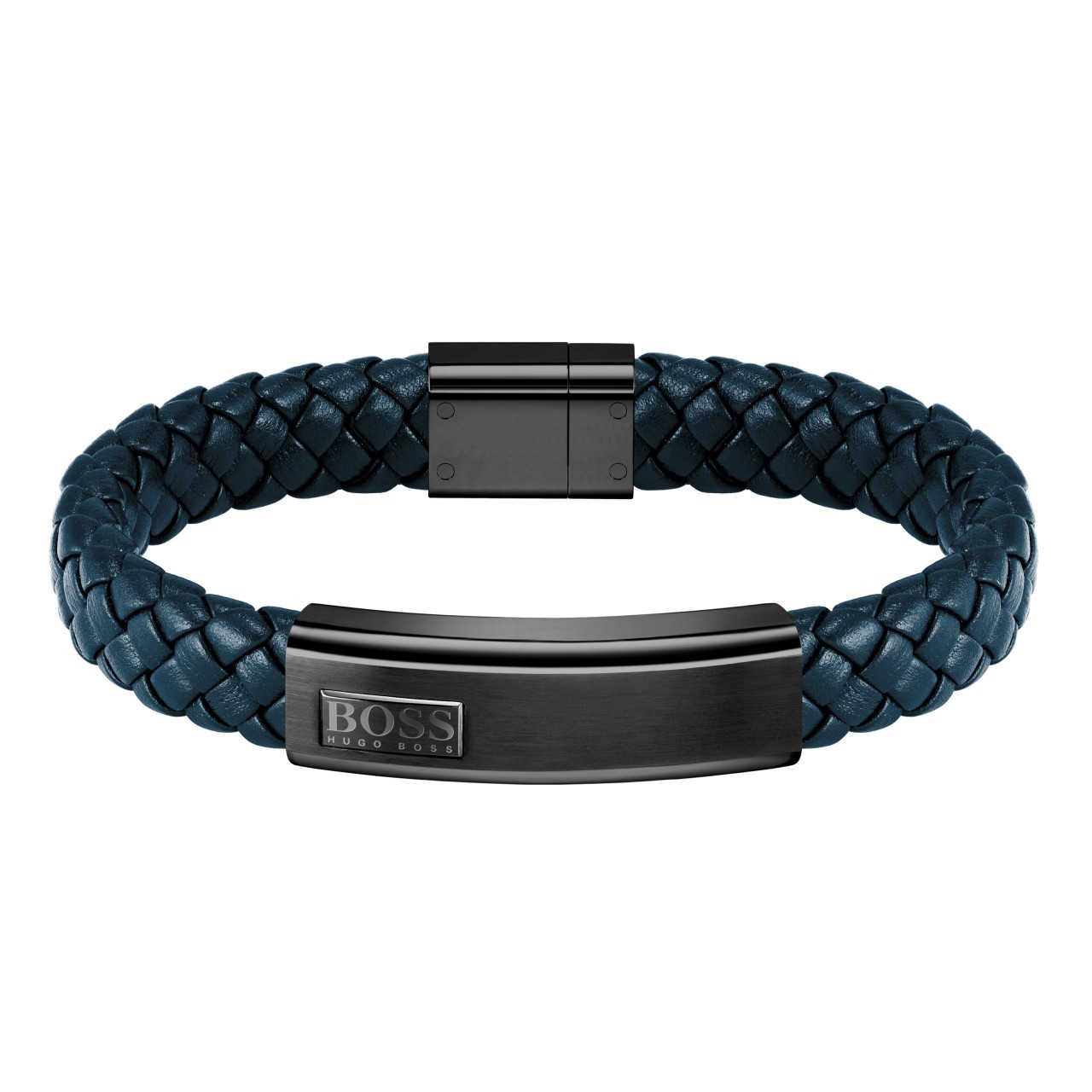 Men's 3-Layer Blue & Grey Braided Leather Bracelet With Stainless Steel -  MYKA