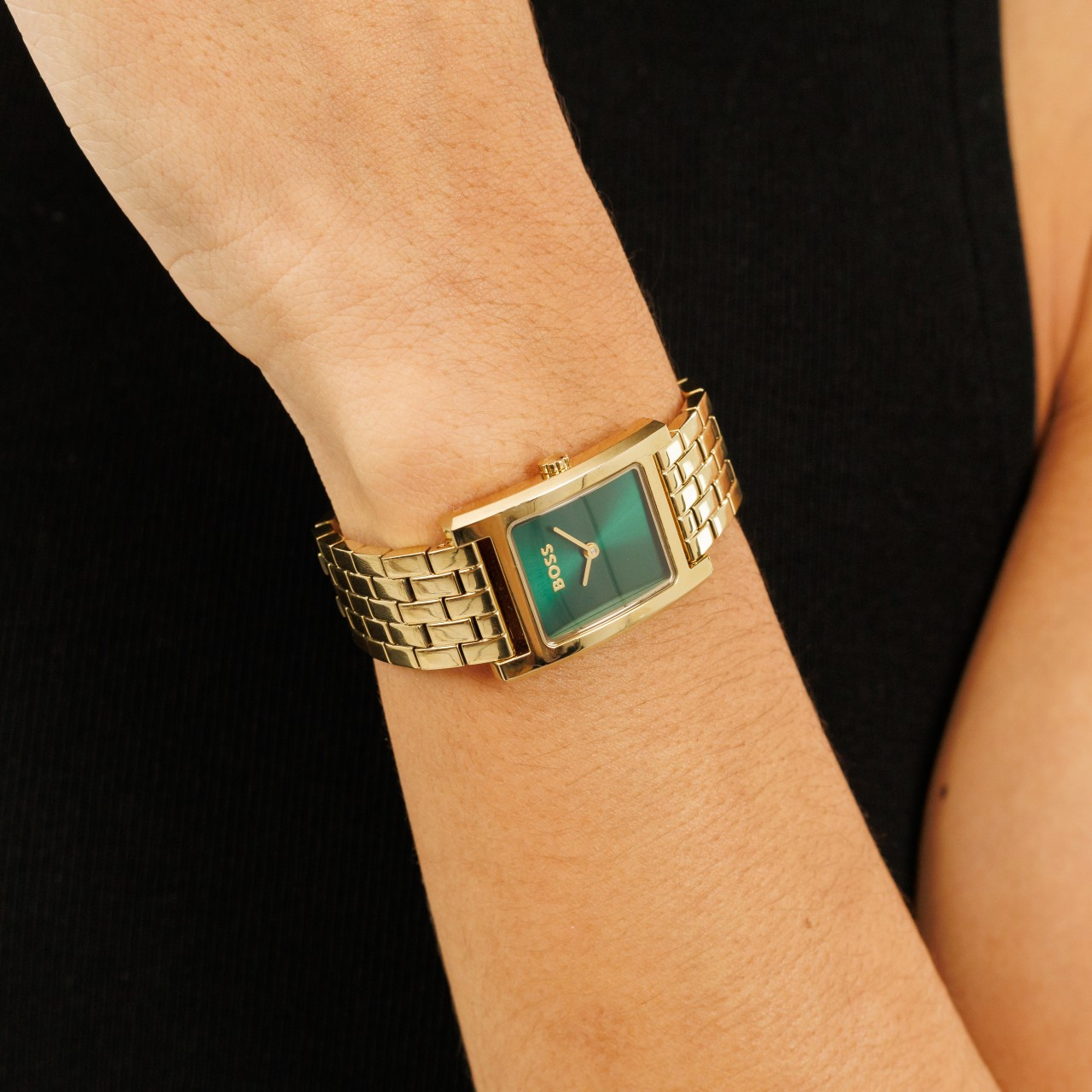 Ladies BOSS Lucy Gold IP Tank Watch 1502785