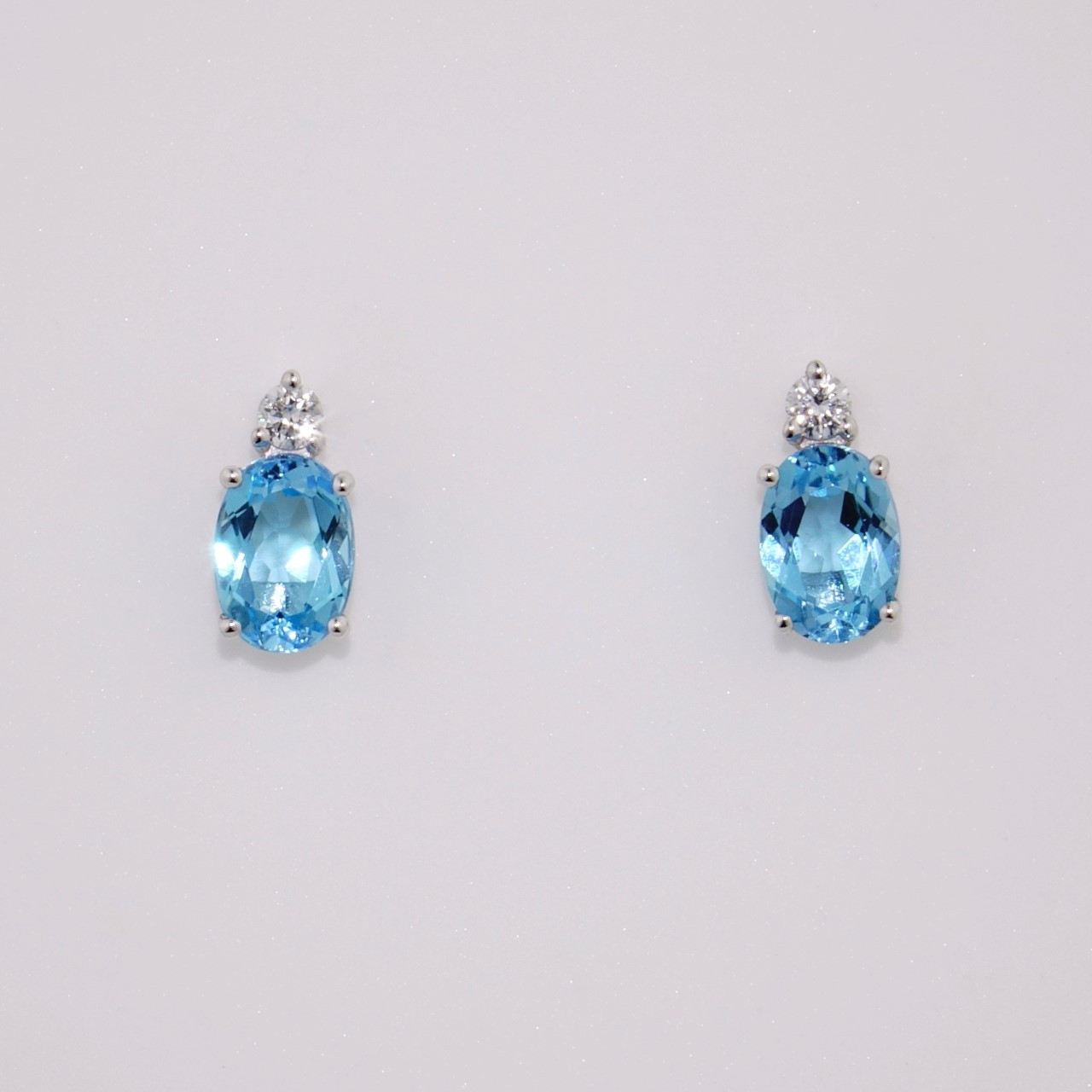 18K Yellow Gold Octagon Sky Blue Topaz and Diamond Frame Earrings