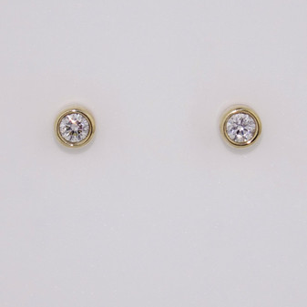 9ct yellow gold small diamond stud earrings in a rubover setting ER10783