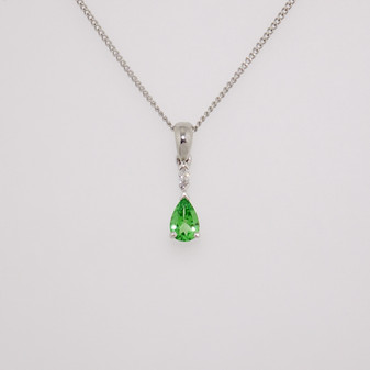18ct white gold tsavorite and diamond pendant