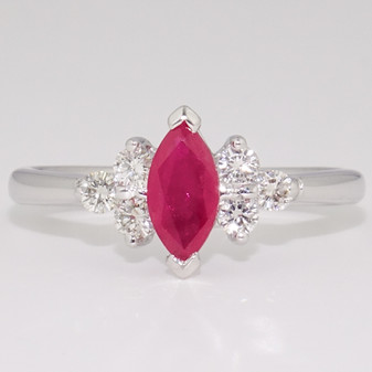 18ct white gold marquise cut ruby and diamond ring 18ct white gold marquise cut ruby and diamond ring