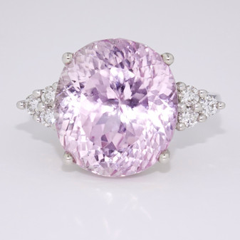 9ct white gold kunzite and diamond ring