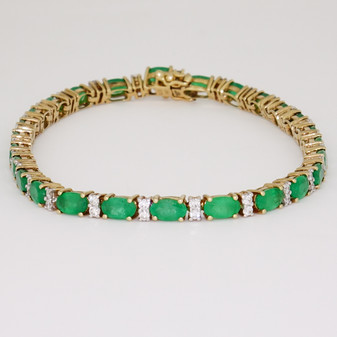9ct gold emerald and diamond bracelet