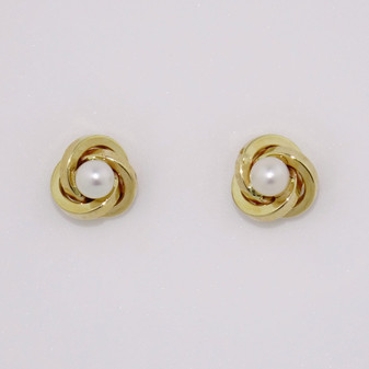 9ct gold pearl knot stud earrings