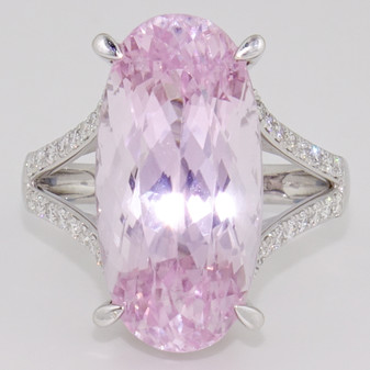 9ct white gold kunzite and diamond ring GR5340