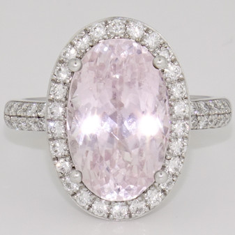 9ct white gold kunzite and diamond ring GR5344