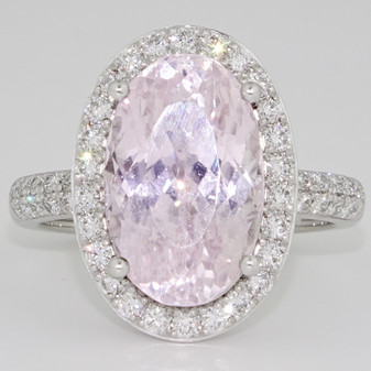 9ct white gold kunzite and diamond ring