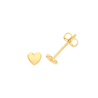 9ct gold heart stud earrings