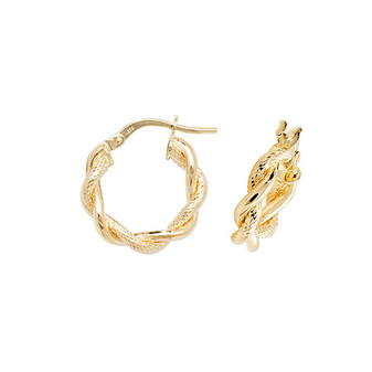 9ct yellow gold 10m twisted hoop earrings