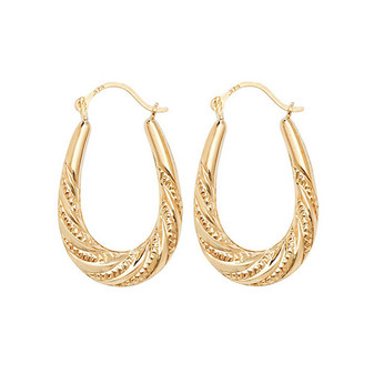 9ct yellow gold oval hoop earrings