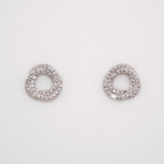 9ct white gold diamond knot stud earrings
