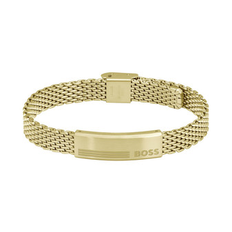 Gents BOSS Alen Light Yellow Gold Mesh Bracelet 1580610