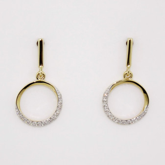 9ct gold diamond twisted ring drop earrings