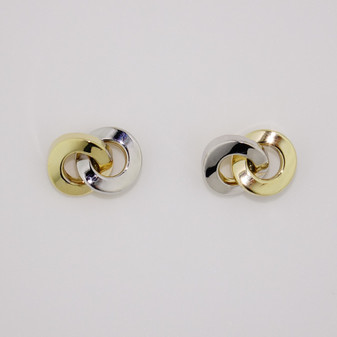 9ct yellow and white gold interlocking circle studs