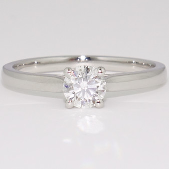 Platinum certificated D colour round brilliant cut diamond solitaire ring