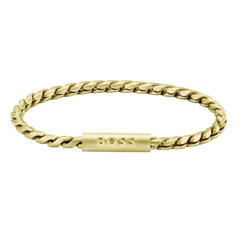 Gents' BOSS Doran light yellow gold IP bracelet 1580696