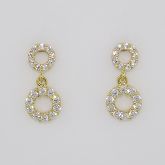 9ct gold cubic zirconia circle drop earrings