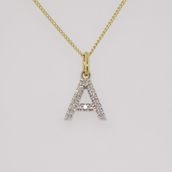 9ct gold diamond initial pendant