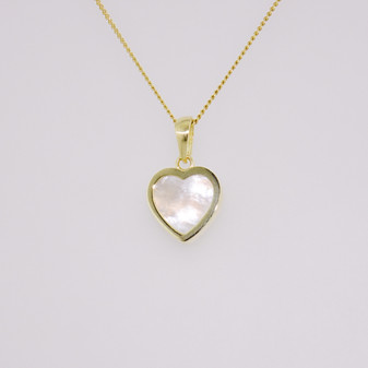 9ct gold mother of pearl heart pendant