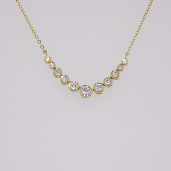 9ct gold graduated CZ necklace