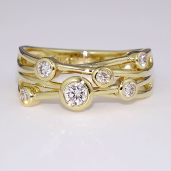 18ct gold diamond bubble ring