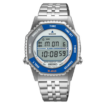 Seiko Men’s Digital Quartz Watch in Blue & Silvertone SMGG21P1