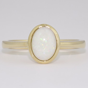 9ct gold opal rubover ring