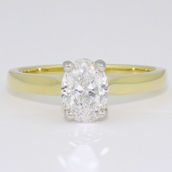 18ct gold and platinum oval cut certificated D colour diamond solitaire ring