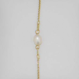 9ct gold cultured freshwater pearl station bracelet