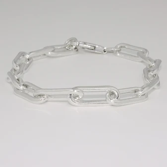 Sterling silver long link bracelet