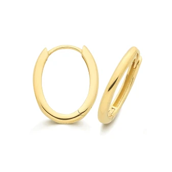 9ct gold oval hoop earrings