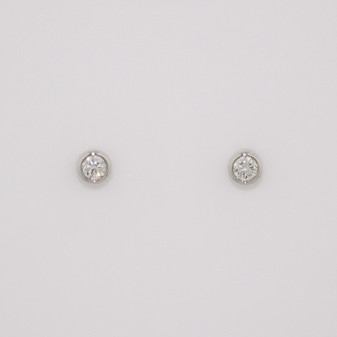 9ct white gold rubover-set diamond stud earrings
