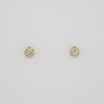 9ct gold rubover-set diamond stud earrings