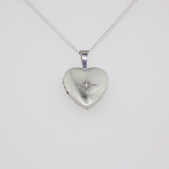 Sterling silver diamond-set heart locket