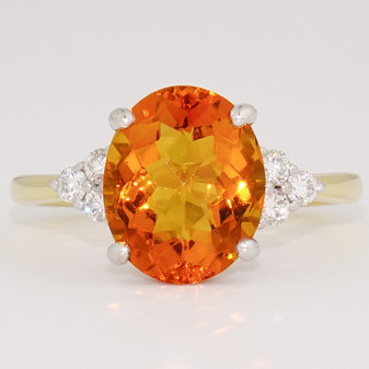 18ct gold oval cut citrine and diamond ring
