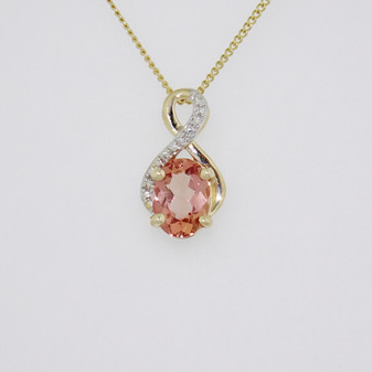 9ct gold imperial topaz and diamond necklace