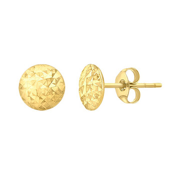 9ct yellow gold domed diamond-cut stud earrings