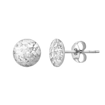 9ct white gold domed diamond cut stud earrings