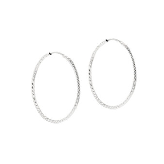 9ct white gold diamond-cut hoop earrings