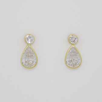 9ct gold rubover-set cubic zirconia stud earrings