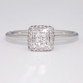 9ct white gold princess cut diamond cluster ring