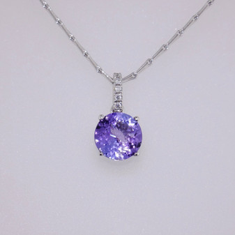 9ct white gold tanzanite and diamond necklace