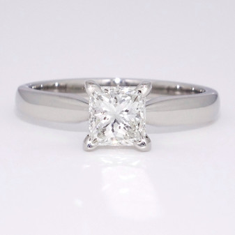 Platinum princess cut diamond solitaire ring