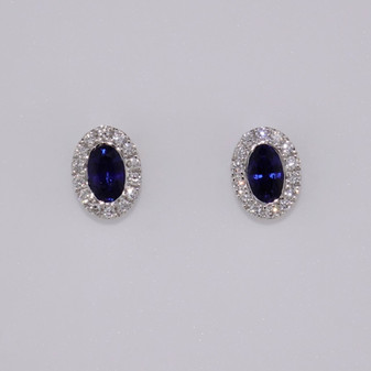 18ct white gold sapphire and diamond stud earrings