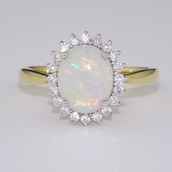 18ct gold opal and diamond cluster ring