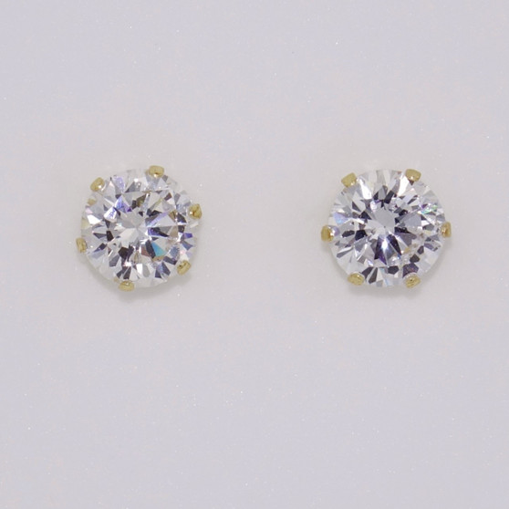 9ct gold cubic zirconia solitaire stud earrings